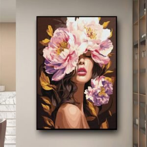 Artsense Premium Girl with Flower Head Modern Canvas Wall Art | Multicolour 20x30 Inches Framed Painting | Boost Confidence & Add Vibrance to Living Room Bedroom Office Decor - Image 1
