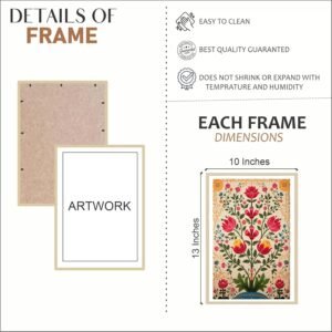 Artsense Floral Vinyl Wall Art Set of 3 Frames – 10x13 Inches (25x33 cm Each) – Traditional Flower & Woman Design for Bedroom, Living Room, Office, Home Decor – Plexi Glass Protected, Easy to Clean, Ready to Hang - Image 4
