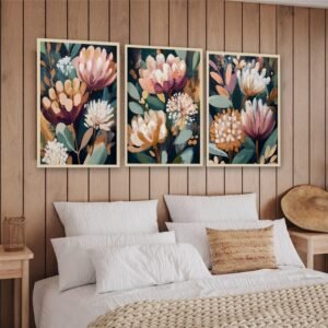 Artsense Floral Wall Art Set of 3 Frames – 10x13 Inch Botanical Flower Prints – Modern Elegant Bloom Artwork with Vibrant Colors – Framed Vinyl Prints with Plexiglass for Living Room, Bedroom & Home Decor – Ready to Hang - Image 2